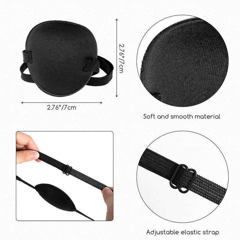 [Australia] - 6 Pieces 3D Eye Patch Single Eye Mask Comfortable Soft Lazy Pirate Eye Patches with Buckle Adjustable Eye Patches for Adults and Children, Black 