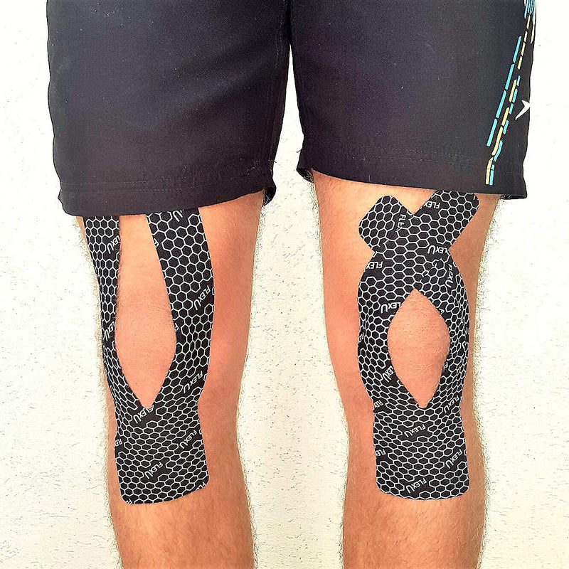[Australia] - FlexU 50%-100% Wider Than The Competition Kinesiology Tape Ultra-Wide 3" or 4" Pre-Cut Y Shape 1 Roll 4"X10" precut Y shape and 1 Roll 2" Uncut Black 