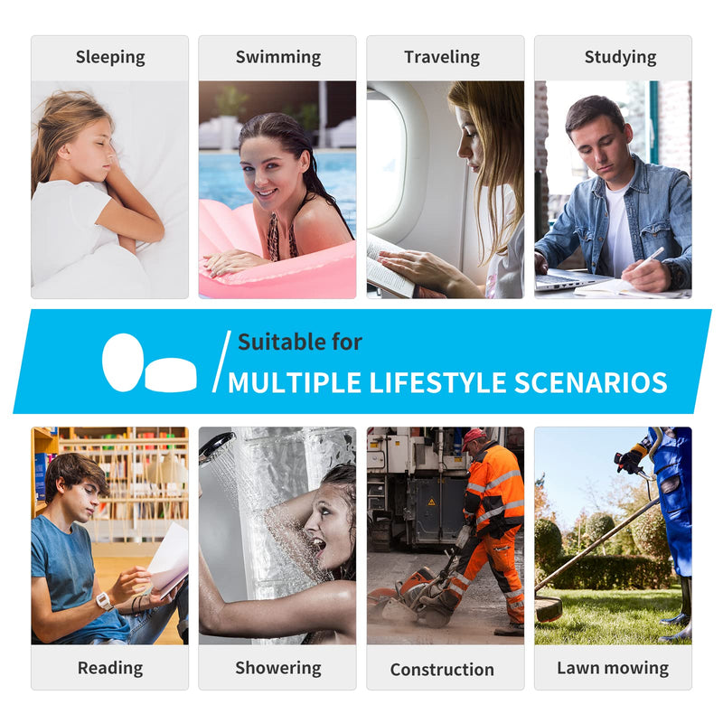 [Australia] - Soft Moldable Silicone Earplugs, 5 Pairs, 27dB SNR Noise Reduction Ear Plugs for Swimming, Travel, Snoring by Lysian (Blue) Blue 