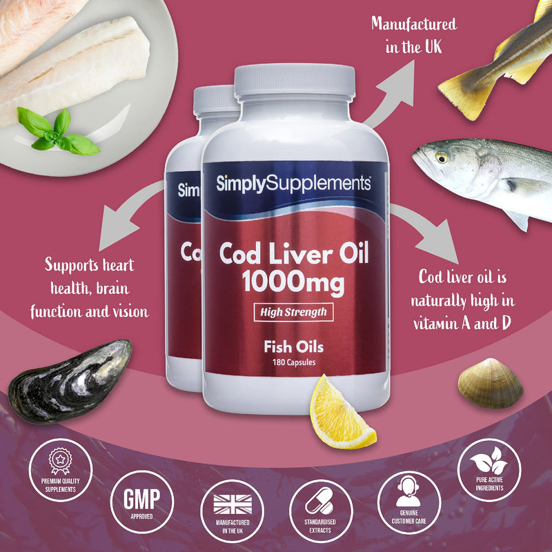 [Australia] - Cod Liver Oil 1000mg | Rich in Omega 3 Fatty Acids | 360 Capsules = Up to Year Supply | Manufactured in The UK 