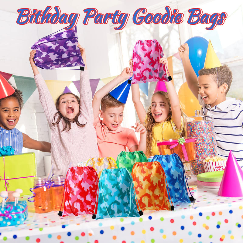 [Australia] - Weewooday 16 Pack Camouflage Drawstring Bags Party Favors for Kids Bag Colorful String Favor Small Cinch Loot and Goodie Candy Snacks Toy Storage Travel Camping Sport Backpack 