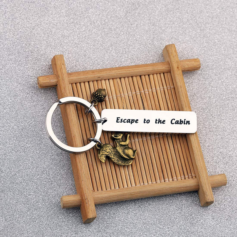 [Australia] - CHOORO Escape to The Cabin Key Chain Cottage County Jewelry Squirrel Charm Lake Life Gift Cabin Gift for Him Escape To The Cabin keychain 