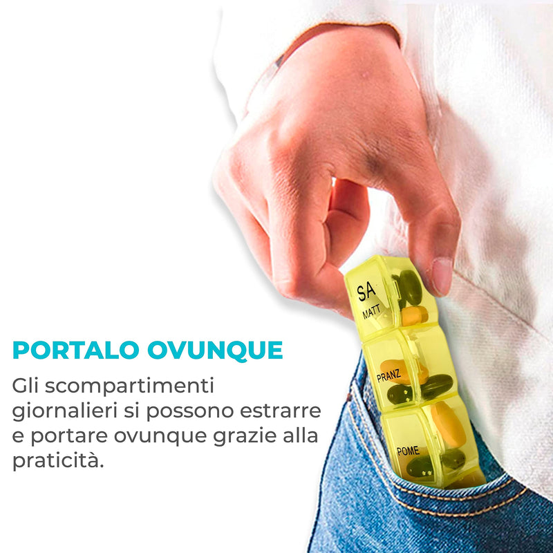 [Australia] - HOUSEVAG® Weekly Pill Box 28 Compartments Pad Holder Weekly Portable Italian Medicine Holder Removable Daily With Pocket Pill Box For Elderly People Certified 