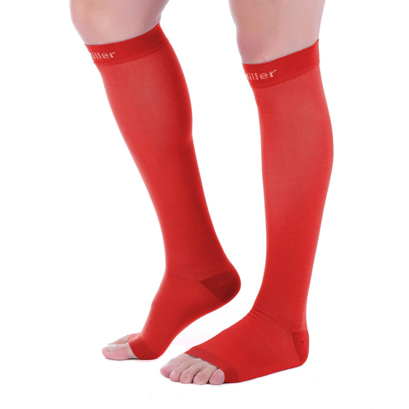 [Australia] - Doc Miller Open Toe Compression Socks 1 Pair 15-20 mmHg Firm Support Red Medium 