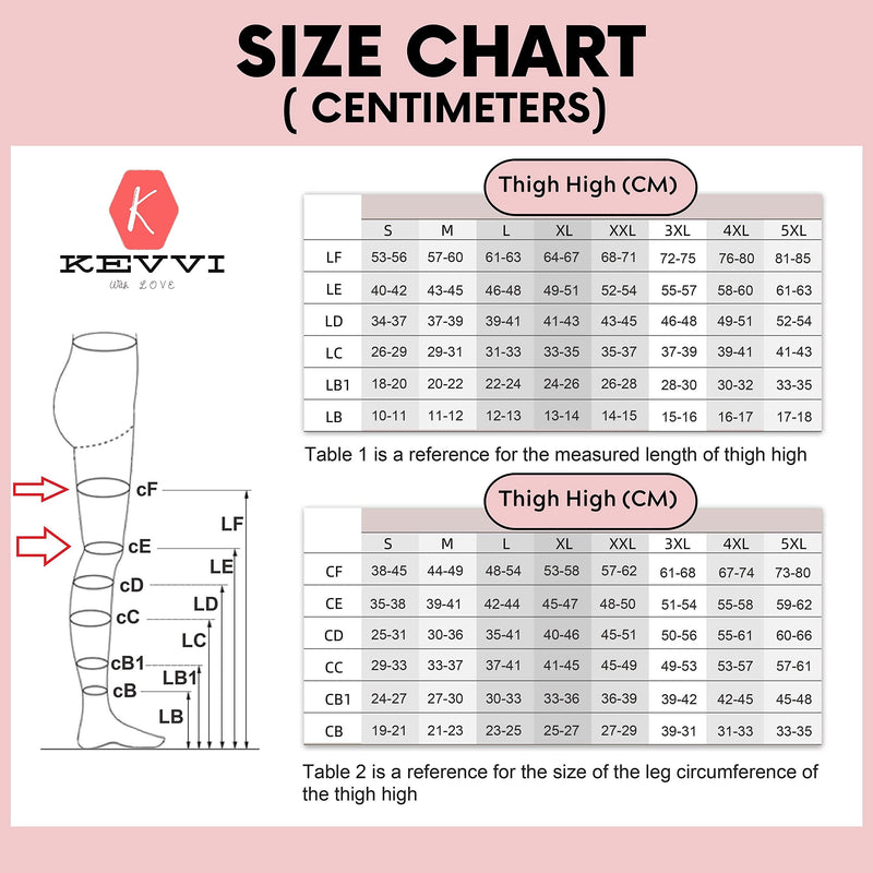 [Australia] - KEVVI (S to 5XL) -Thigh High Compression Stockings Women & Men 20-30 mmHg,Ted Hose Open Toe, Support Hose, Support Stockings Medium Beige 