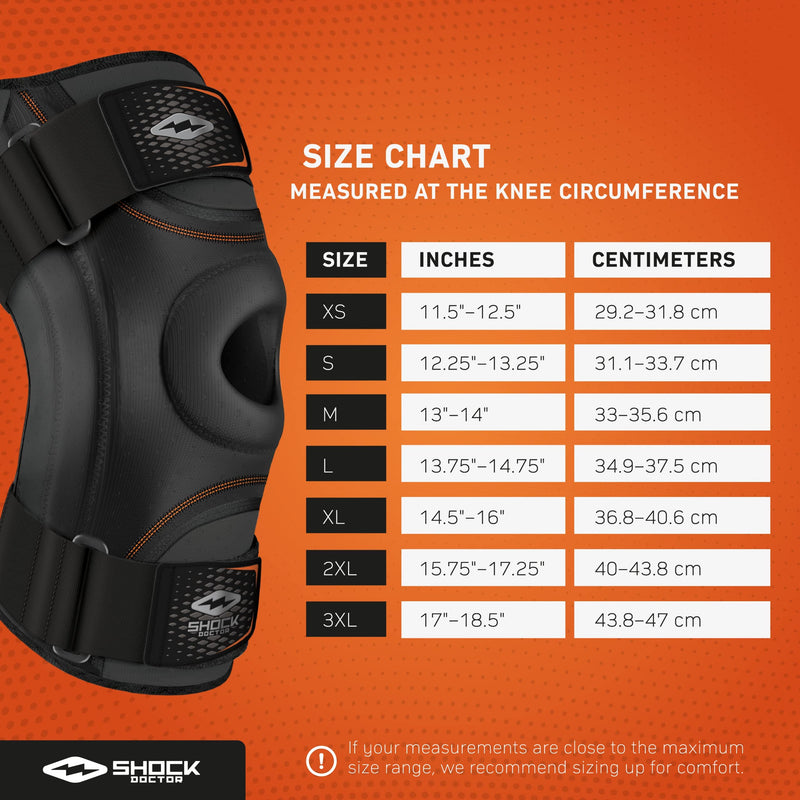 [Australia] - Shock Doctor 870 Knee Brace, Knee Support for Stability, Minor Patella Instability, Meniscus Injuries, Minor ligament Sprains for Men & Women, Sold as Single Unit (1) Large 