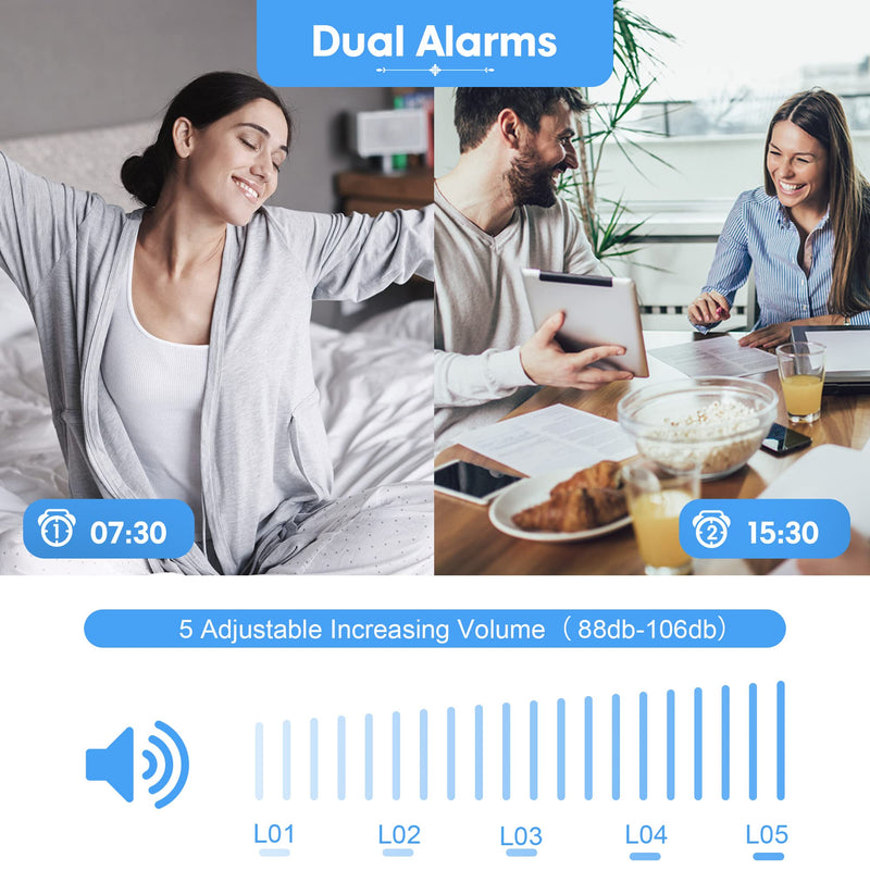 [Australia] - Digital Projection Alarm Clock for Bedroom, Large LED Alarm Clock with Projection on Ceiling Wall, 350°Projector,Dimmer,USB Charger, Battery Backup Loud Dual Alarm Clock for Heavy Sleeper Kids Elderly Blue Digits; Blue Projection 