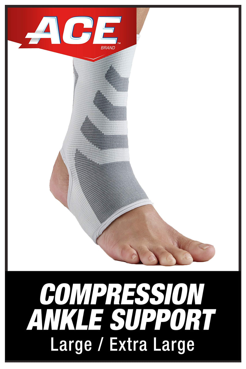 [Australia] - Ace Compression Ankle Support, Gray, Large/Extra Large Large/X-Large (Pack of 1) 