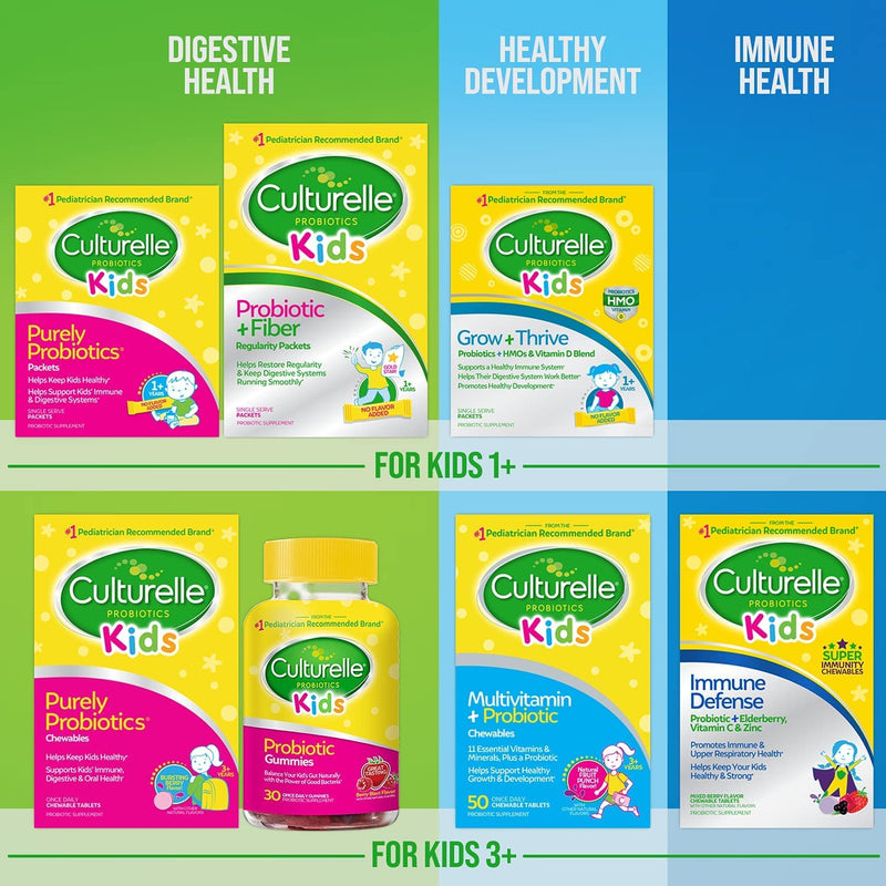 [Australia] - Culturelle Kids Complete Multivitamin + Probiotic Chewable, Digestive & Immune Support for Kids, With 11 Vitamins & Minerals including Vitamin C, D3 and Zinc, Fruit Punch Flavor, 50 Count 50 Count Chewable 