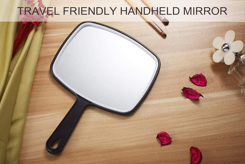 [Australia] - OMIRO Hand Mirror, Black Handheld Plain Mirror with Handle,Square,M M (Pack of 1) 