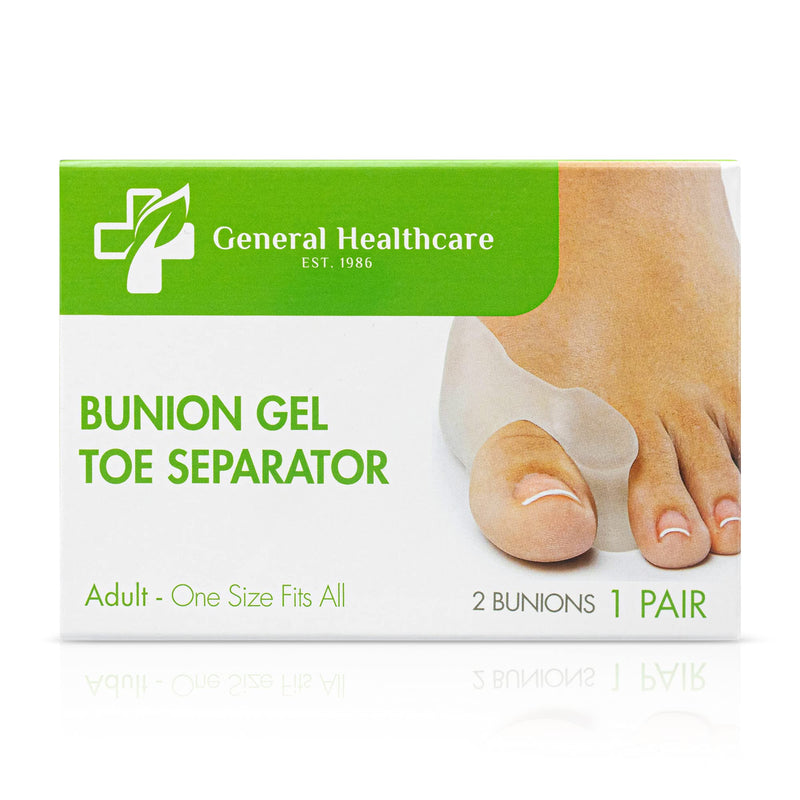[Australia] - General Healthcare Bunion Gel Toe Corrector - Straightens Separates and protects (1 Pair / 2 Bunions) 1 Pack 
