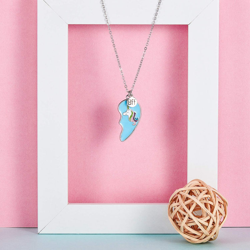 [Australia] - 2 Pieces Unicorn Half Heart BFF Necklace Friend Necklace for Friendship Birthday Gifts 