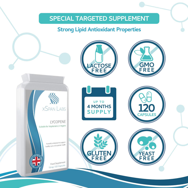 [Australia] - Lycopene 15mg, 120 Capsules � Special Targeted Release Antioxidant Supplement Support for Healthy Eye Function, Cardiovascular and Prostate Health � UK Made 