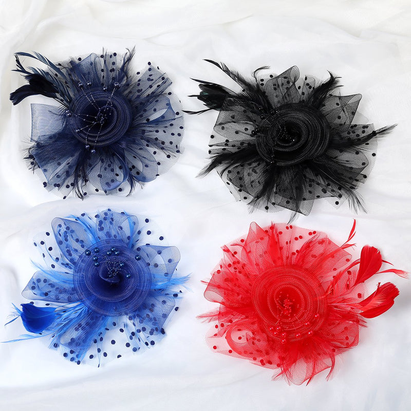 [Australia] - BABEYOND Women's Fascinators Hat Mesh Feather Fascinator Veil Kentucky Derby Hat for Cocktail Tea Party Red 