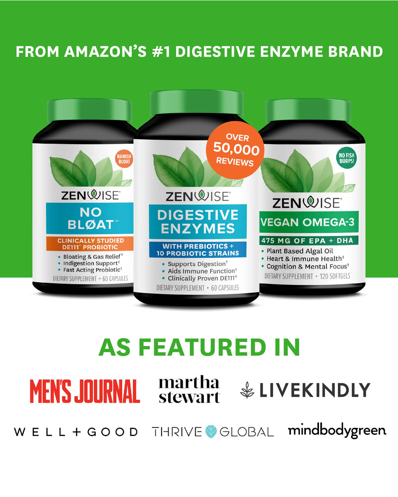 [Australia] - Zenwise Digestive Enzymes Plus Prebiotics & Probiotics Supplement, 180 Servings, Vegan Formula for Better Digestion & Lactose Absorption with Amylase & Bromelain, 2 Month Supply 180 Count (Pack of 1) 