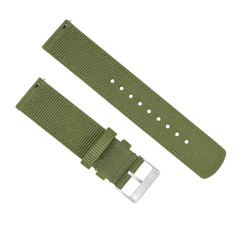 [Australia] - BARTON Watch Bands - Ballistic Nylon Two-Piece Military Style Straps with Integrated quick release spring bars - Choice of Color & Width (18mm, 20mm, 22mm)- Fits wrists 5" to 8" 18mm Army Green 