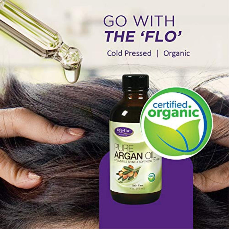 [Australia] - Life-flo Pure Argan Oil | Organic and Cold Pressed | Intensify Hair Shine and Softness & Minimize Split Ends | Skin Moisturizer | 4 oz 