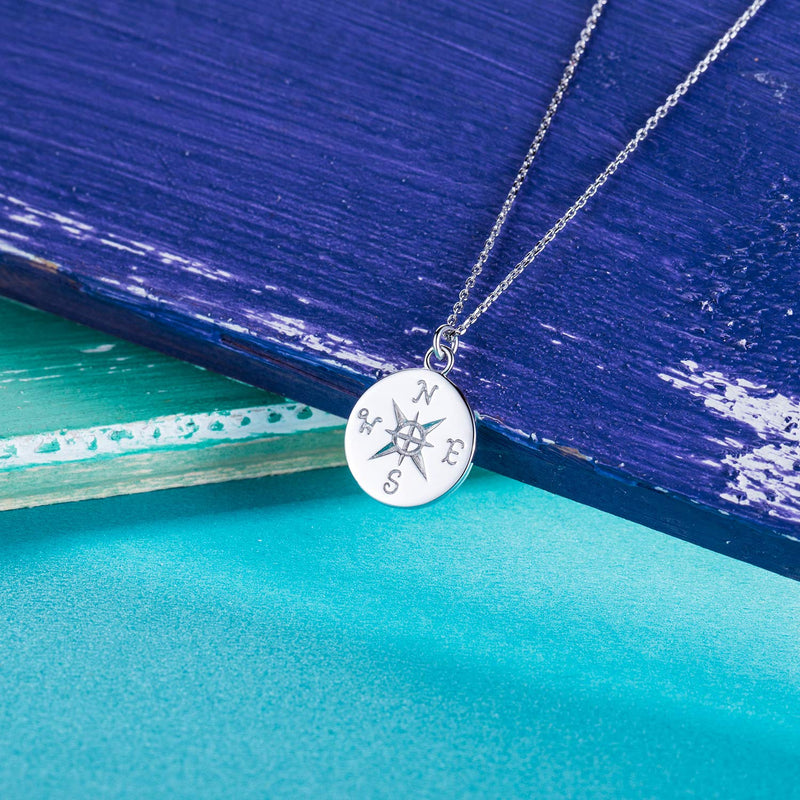 [Australia] - Graduation Compass Pendant Necklace – 925 Sterling Sliver direction necklace, Christmas Graduation Jewelry Birthday Gift for Women and Girls 