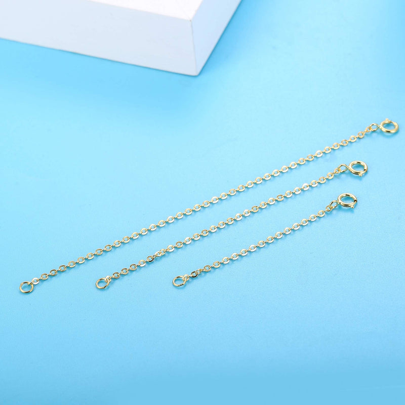 [Australia] - Sllaiss 3 Pieces 925 Sterling Silver Pendant Necklace Bracelet Anklet Chain Extenders for Necklace 14K Gold Plated Rose Gold Plated 2" 3" 4" B：Gold tone 