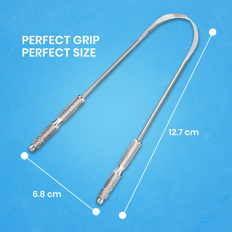 [Australia] - Tongue Scraper for Adults by HOKIN (2Pcs Oral Care Pack) Stainless Steel Tongue Cleaners Reduce Bad Breath 100% Metal Tough Scrapers Men and Women Hygiene Product 2 Count (Pack of 1) U Shaped Silver 