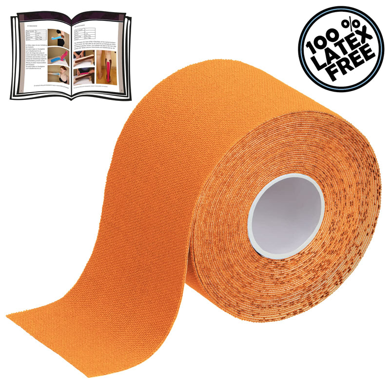 [Australia] - BB Sport 6 Rolls Kinesiology Tape Muscle Support Tape 5 m x 5 cm E-Book Application Examples Muscle Support Elastic Strapping Tape, Colour:Orange Orange 