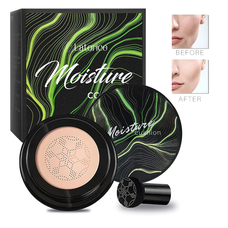 [Australia] - Mushroom Head Foundation,Air Cushion CC Cream BB Cream, Moisturizing Concealer, Bright Makeup Base Long Lasting with Mushroom Makeup Sponge, Easy to use, Package may vary 