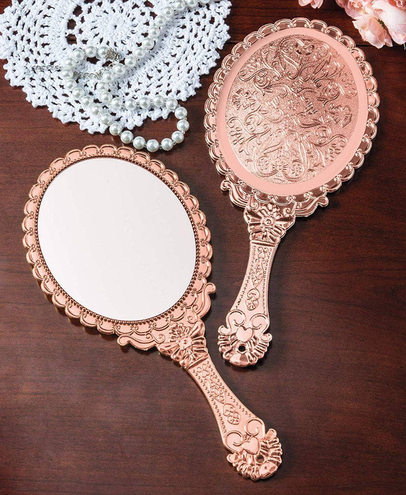 [Australia] - XPXKJ Hand Mirror Vintage Handheld Mirror with Handle Vanity Makeup Mirror Travel Mirrors (Oval, Rose Gold) oval 