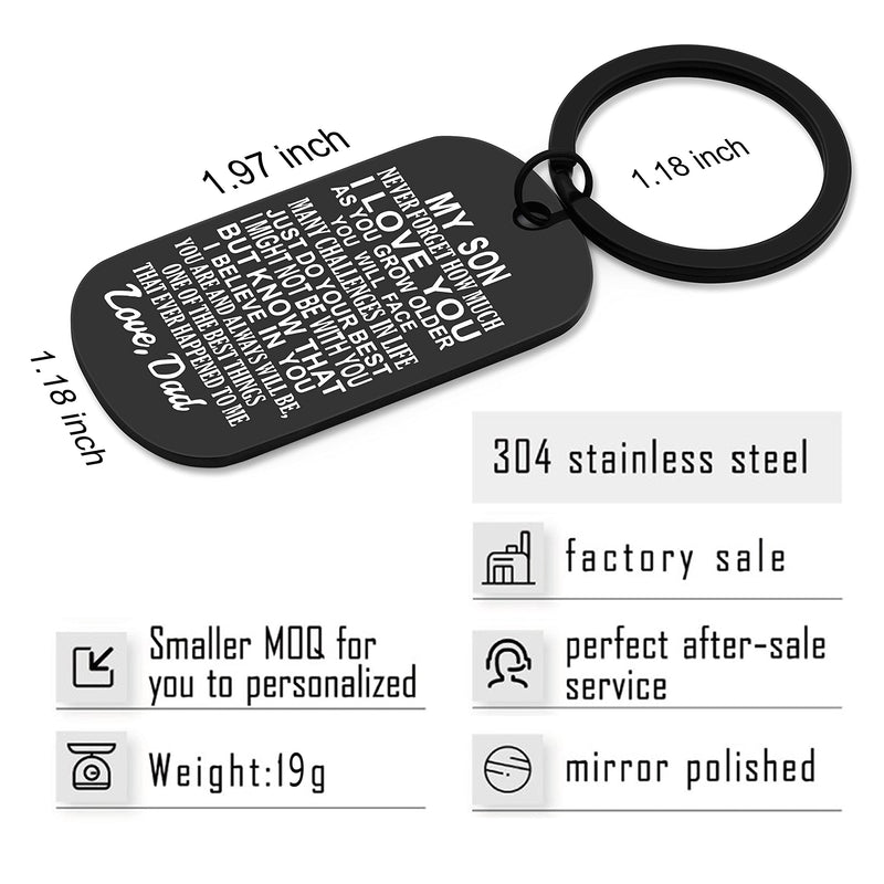 [Australia] - Mother Son Gifts Inspirational Keychain for Son Birthday Graduation Gifts Keychain for Teen Boy Black from Dad 