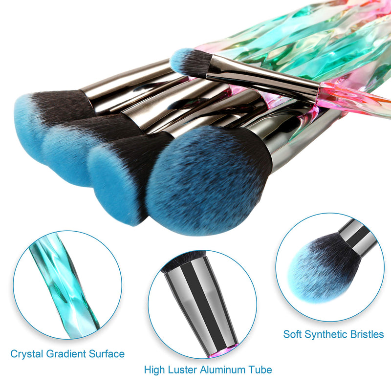 [Australia] - DUAIU Makeup Brushes 15pcs Premium Synthetic Bristles Crystal Handle Set Kabuki Foundation Brush Face Lip Eye Makeup Brush Sets Professional with Starry Gift Box 
