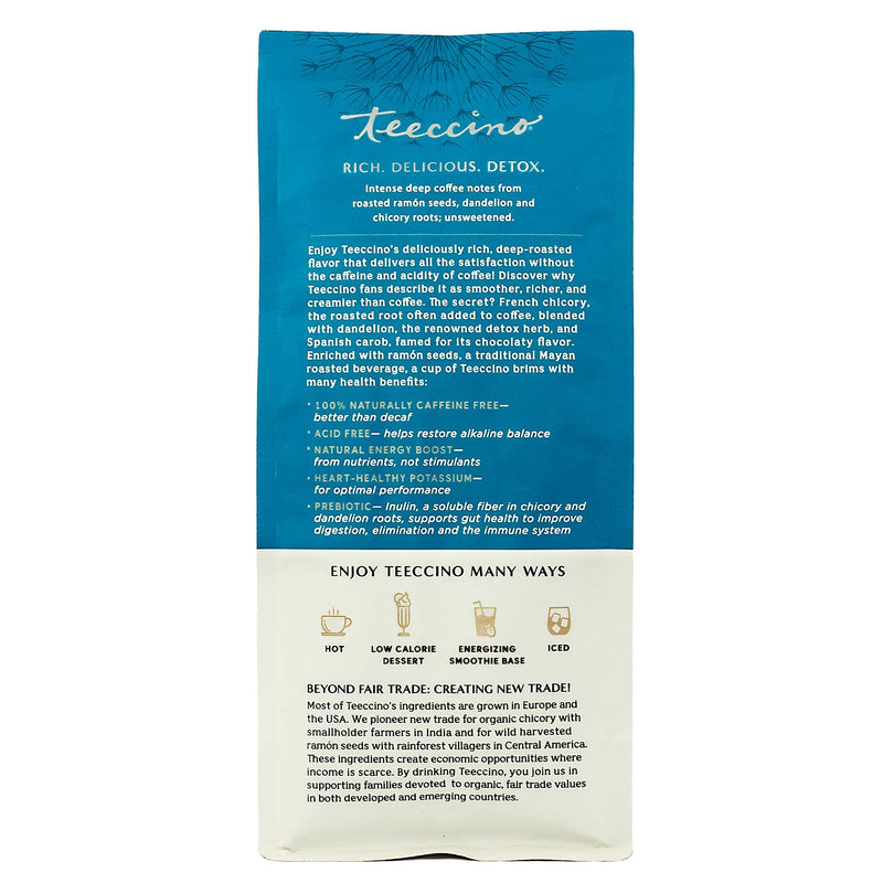 [Australia] - Teeccino Coffee Alternative – Dandelion Dark Roast – Detox Deliciously with Dandelion Herbal Coffee That’s Prebiotic, Caffeine Free & Gluten Free, Dark Roast, 10 Ounce 