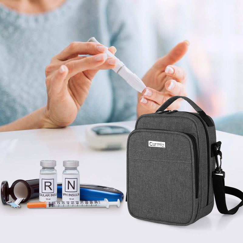 [Australia] - CURMIO Insulin Cooler Travel Case, Diabetic Medication Organizer Bag with Shoulder Strap for Insulin Pens and Diabetic Supplies, Black 