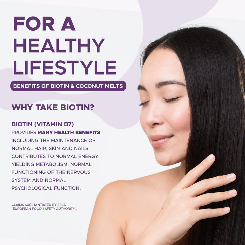 [Australia] - Biotin & Coconut Melts for Hair Growth, Hair, Skin & Nails Vitamin Supplement, Tropical Berry Flavour, Vegan, Promotes Healthier Thicker Hair, Daily Vitamins, 3 Month Supply 