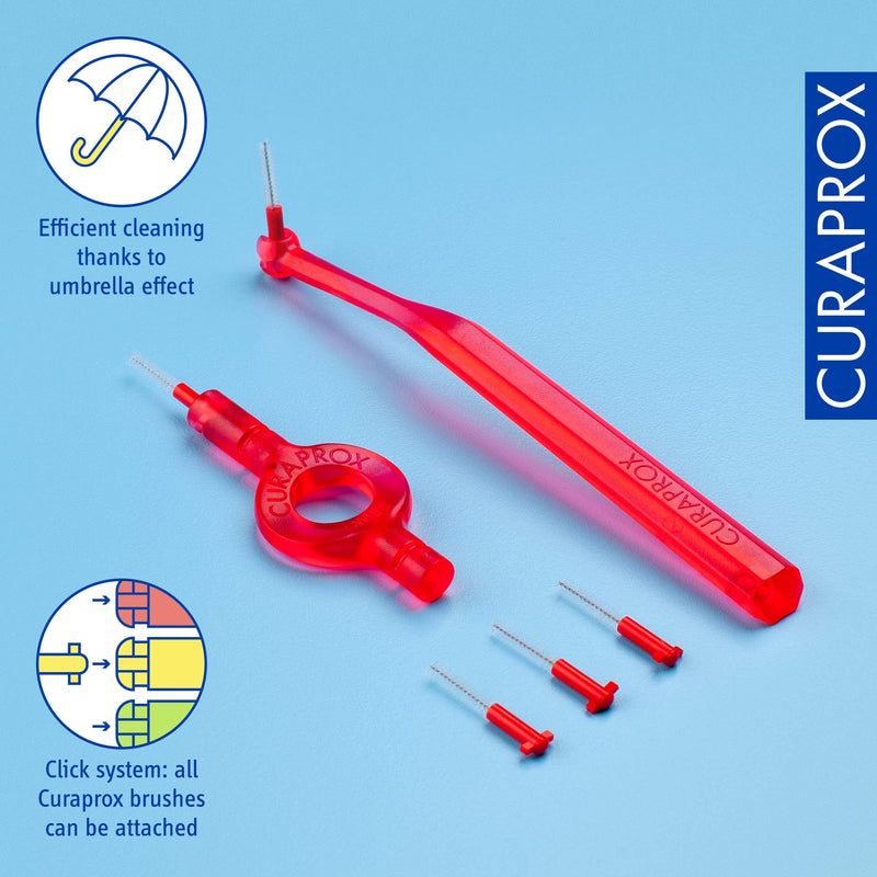 [Australia] - Curaprox CPS 07 Prime Start Interdental Brush Kit, Red - 5 x 0.7mm - 2.5mm Interdental Brushes + 2 Interdental Toothbrush Holders 