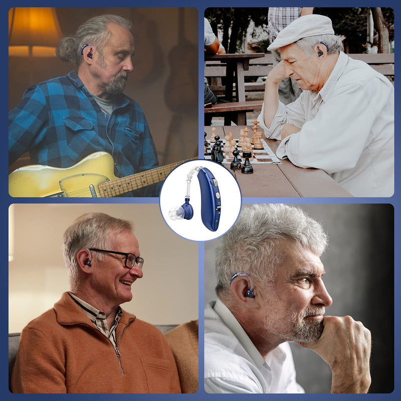[Australia] - Rechargeable Hearing Aid for Seniors, LIGINN Hearing Amplifier Aids, Sound Amplifier Device with Noise Cancelling,Digital Ear for Hearing Loss Tinnitus,Invisible Ear with Volume Control Blue 