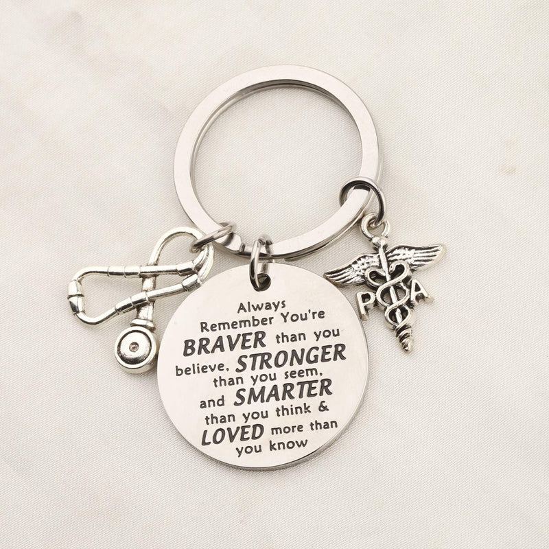 [Australia] - Physicians Assistant Gifts PA Keychain Physician Assistant Graduation Gift PA Student Inspiration Gifts You are Braver Stronger Smarter Than You Think keychain PA 