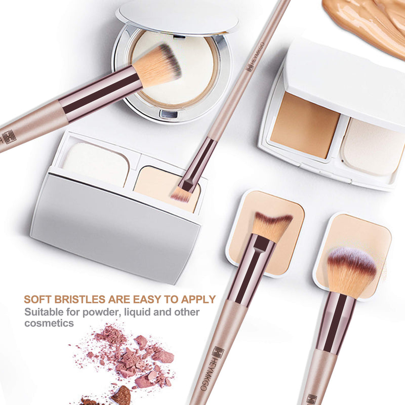 [Australia] - Makeup Brushes HEYMKGO 15PCS Champagne Gold Professional Makeup Brush Sets Foundation Brush Blending Powder Blush Concealers Eye Make Up Brush Set With PU Leather Cosmetics Bag 