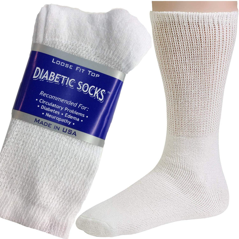 [Australia] - Creswell Diabetic Socks Made in USA (9-11, 6 Pairs White Crew) 9-11 