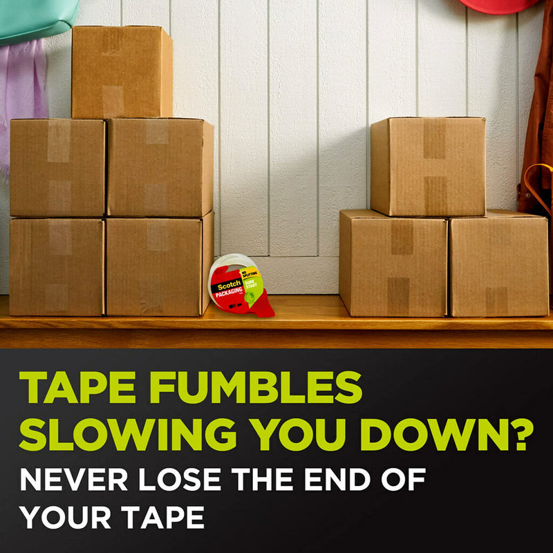 [Australia] - Scotch Sure Start Shipping Packaging Tape, 1.88" x 54.6 yd, Designed for Packing, Shipping and Mailing, Quiet Unwind, No Splitting or Tearing, 3" Core, Clear, 1 Roll (345) 1.88" x 54.6 yards 