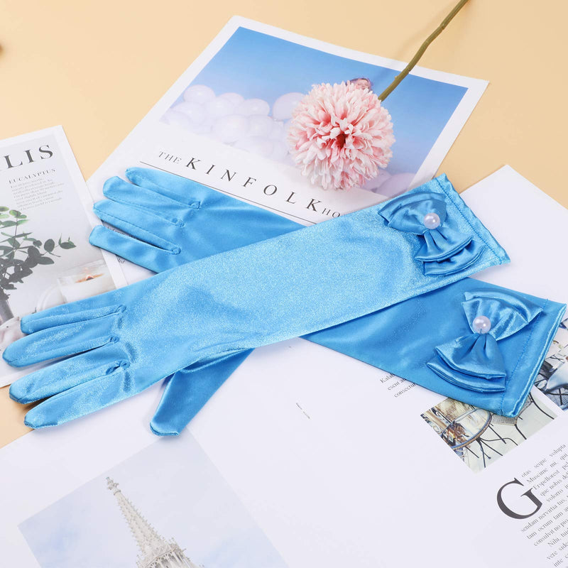 [Australia] - Hifot Girl Dress up Gloves 6 Pairs, Long Silky Satin Bowknot Gloves for Kids Princess Party, Wedding, Formal Pageant, Ages 3 to 8 Years Old 