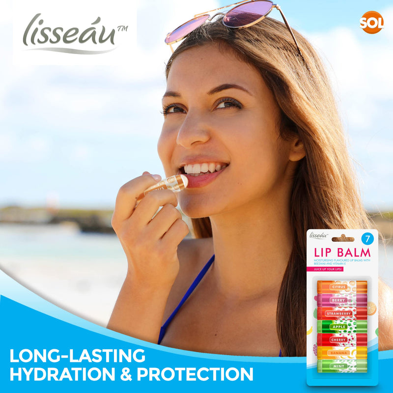 [Australia] - 7pk Lip Balm Set | Flavoured Lip Balms with Beeswax and Vitamin E | Moisturising Lip Balm Multipack | Protect & Hydrate Beeswax Lip Balm Stick | Lip Balms | Lipbalm | Lip Moisturiser | Girls Lip Balm 