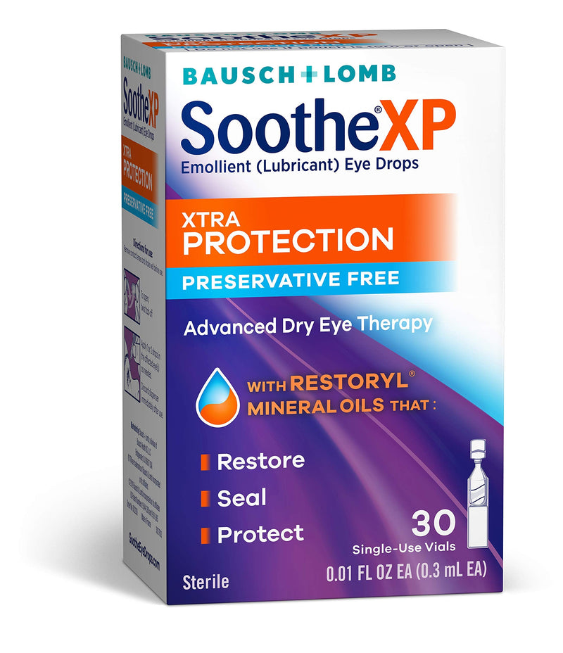 [Australia] - Eye Drops by Bausch & Lomb, Lubricant Relief for Dry Eyes, Soothe XP, Preservative Free, Single Use Dispensers, 0.3 mL, 30 Count 