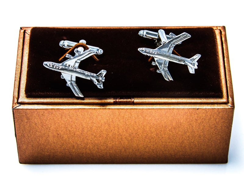 [Australia] - MRCUFF Airplane Plane Commercial Jet Jetliner Pilot Military Pair Cufflinks in a Presentation Gift Box & Polishing Cloth 
