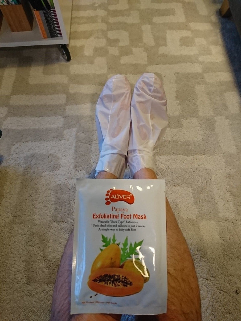 [Australia] - Aliver® Exfoliating Peeling with Papaya Extract Feet Foot Mask Socks Foot Care Renew Foot Dead Cracked Skin Corn Remover, Peel Away Calluses & Dead Skin Cell in 7 Days Fit Up to Size 11UK / 46EU 