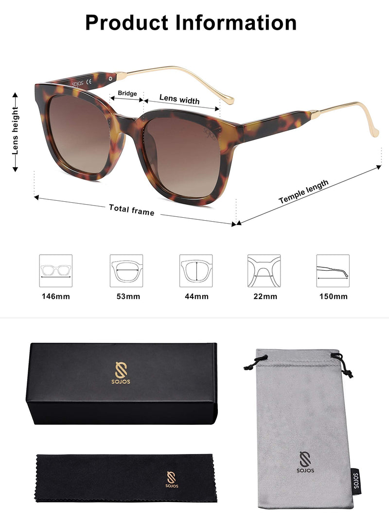 [Australia] - SOJOS Classic Square Polarized Sunglasses for Women UV400 Sun Glasses SJ2050 Amber Tortoise Brown 