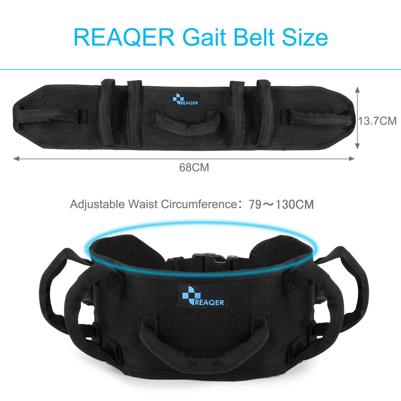 [Australia] - REAQER Gait Belt with Handles Durable Transfer Lift Belt for Seniors, Elderly, Bariatric, Occupational and Physical Therapy(Adjustable Waist Circumference:31"~51") 