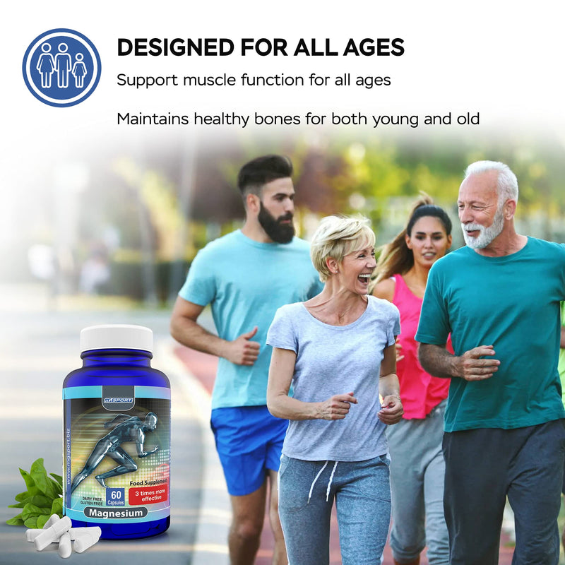 [Australia] - High Absorption Magnesium for Leg Cramps, with B6, D& E, Clinically Tested. 380mg Magnesium Oxide Monohydrate Per Capsule, 60 Servings No Artificial Colors No Stearates, Gluten Free… (60) 60 Count (Pack of 1) 