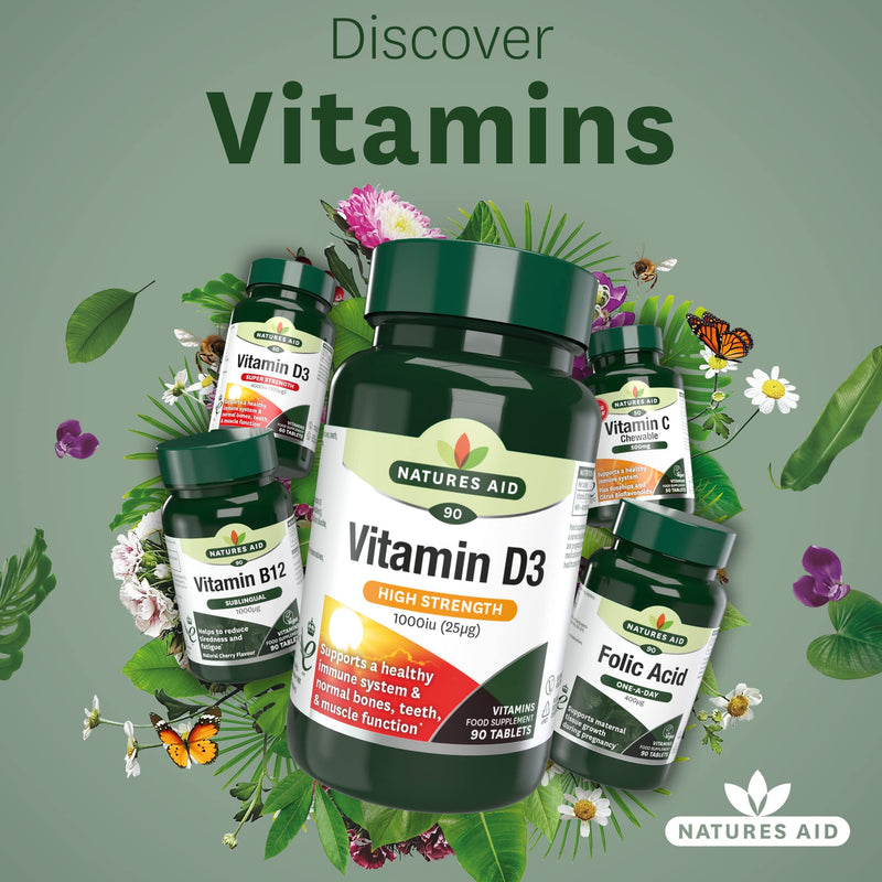[Australia] - Natures Aid Vitamin D3/Cholecalciferol Tablets (1000 iu/25 ug, 90 Tablets, Suitable for Vegetarians, Made in the UK) Vitamin D3/Cholecalciferol (1000 iu/25 ug, 90 Tablets) 
