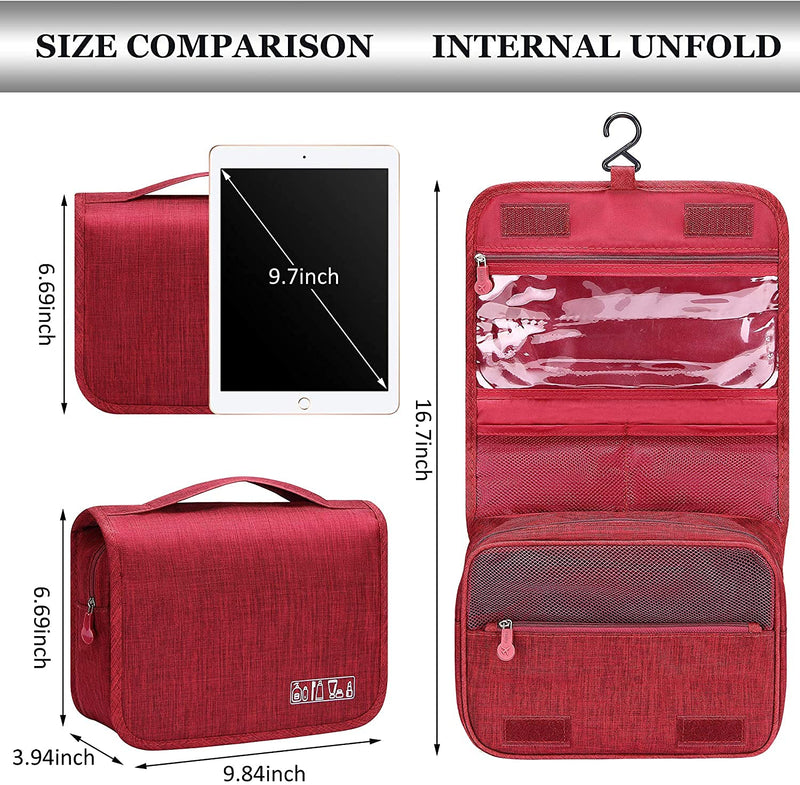 [Australia] - Acopton Portable Hanging Travel Toiletry Bag for Men and Womens Waterproof Bathrooom Shower Bag Multifunctional Cosmetic Makeup Organzier (Wine Red) Wine Red 