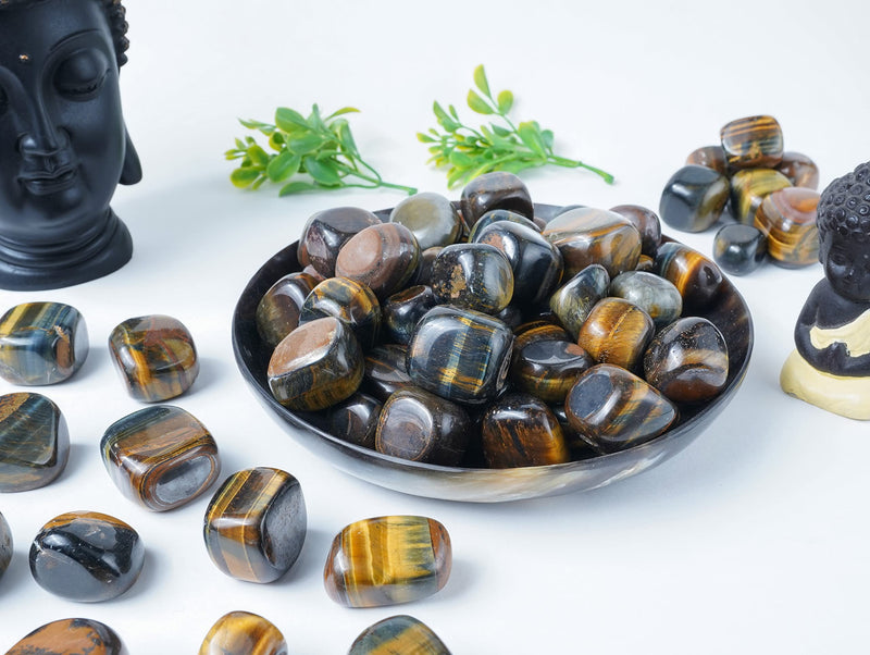 [Australia] - Crocon blue tiger eye tumble stones Set Pocket Crystal Healing gemstones Tumble Collection palm stone Good Luck Charm Gift Craft Home Decor Size: 20-25 mm 1 LB 