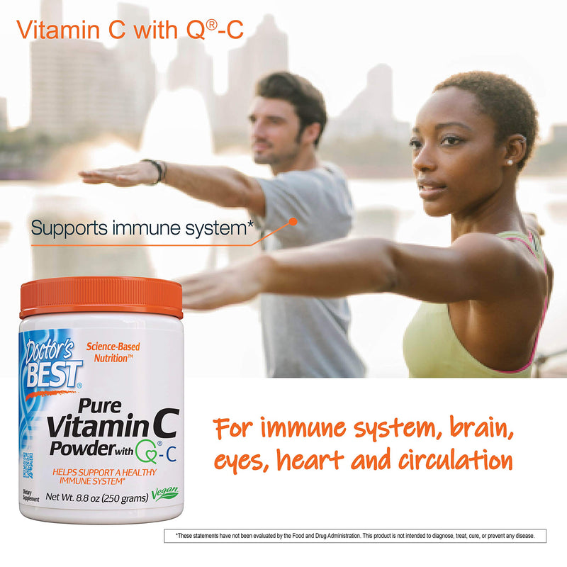 [Australia] - Doctor's Best Vitamin C Powder with Quali-C, Healthy Immune System, Brain, Eyes, Heart and Circulation, Joints, Sourced from Scotland, 250G, 8.8 Ounce (Pack of 1) 